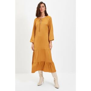 Trendyol Camel Flared Satin Dress