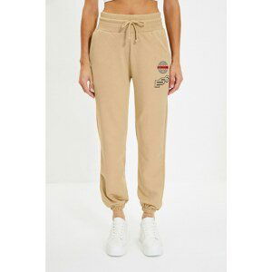 Trendyol Camel Printed Basic Jogger Sweatpants