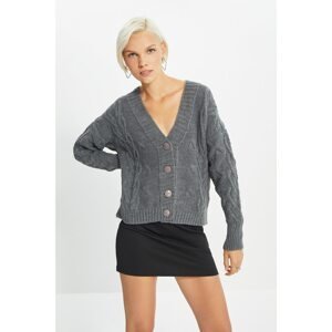 Trendyol Anthracite Knitted Detailed Knitwear Cardigan