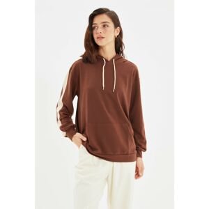 Trendyol Brown Stripe Detailed Knitted Sweatshirt