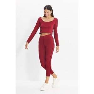 Trendyol Claret Red Bedspread Stitched Knitted Leggings