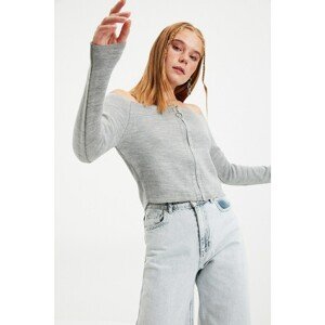 Trendyol Gray Zippered Crop Knitwear Sweater