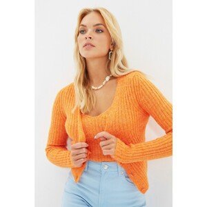 Trendyol Orange Crop Blouse Knitwear Cardigan