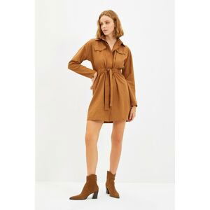 Trendyol Camel Tie Detailed Shirt Dress