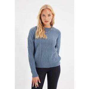 Trendyol Indigo Knitted Detailed Knitwear Sweater