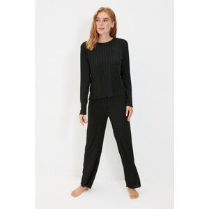 Trendyol Black Ribbed Knitted Bottom-Top Set