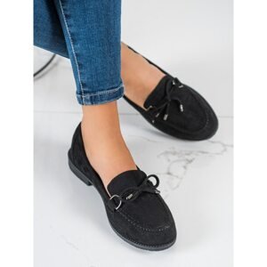 SHELOVET SUEDE MOCCASINS WITH BOW