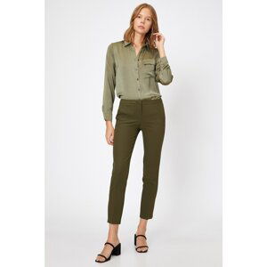 Koton Women's Green Button Detailed Trousers