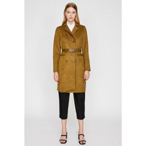 Koton Women's Green Suede Look Trench Coat