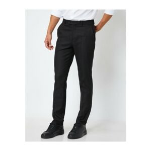 Koton Men's Black Checkered Slim Chino Pants