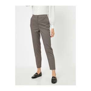Koton Women's Brown High Waist Pocketed Trousers