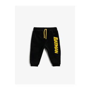 Koton Boy Black Batman Licensed Printed Sweatpants With Tie Waist