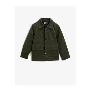 Koton Boy Green Buttoned Pocket Shirt Collar Coat