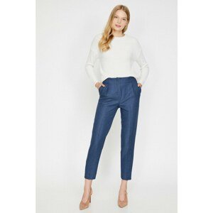 Koton Women's Blue Normal Waist Pocket Detailed Trousers