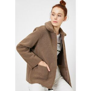 Koton Women's Brown Pocket Detailed Plusus Coat