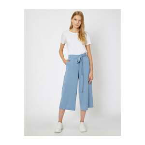 Koton Women's Blue Belt Detailed Trousers