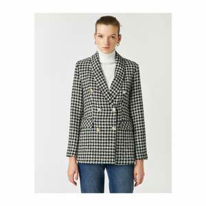 Koton Women's Black Crowbar Patterned Button Detailed Jacket