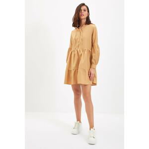 Trendyol Camel Hooded Wide Cut Dress