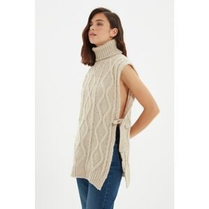 Trendyol Stone Side Tie Detailed Turtleneck Knitwear Sweater