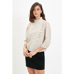 Trendyol Beige High Collar Blouse