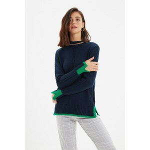 Trendyol Navy Slit Detailed Knitwear Sweater