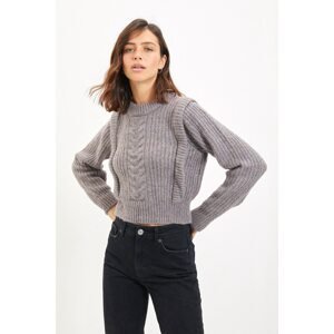 Trendyol Gray Shoulder Detailed Knitwear Sweater
