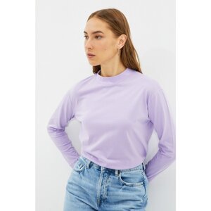 Trendyol Lilac Long Sleeve Stand Up Collar Basic Knitted T-Shirt