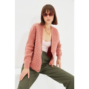 Trendyol Dried Rose V Neck Knitwear Cardigan