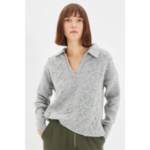 Trendyol Gray Polo Collar Knitwear Sweater