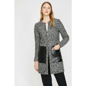 Koton Women's Gray Leather Detailed Coat