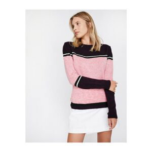 Koton Women's Pink Striped Sweater