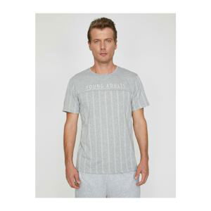 Koton Men's Gray Crew Neck Short Sleeved T-Shirt