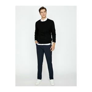 Koton Men's Navy Blue Slim Fit Trousers