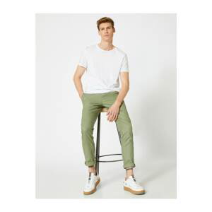 Koton Men's Green Linen Regular Fit Trousers
