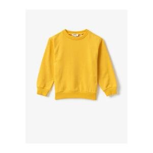 Koton Men's Yellow Crew Neck Basic Long Sleeve Sweatshirt