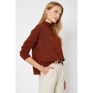Koton Women's Brown High Collar Sweater