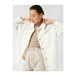 Koton Women's White Pocket Detailed Buttoned Shacket