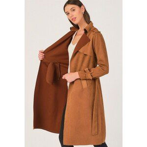 Z6702 DEWBERRY WOMEN'S SUEDE TRENCH COAT-TABA