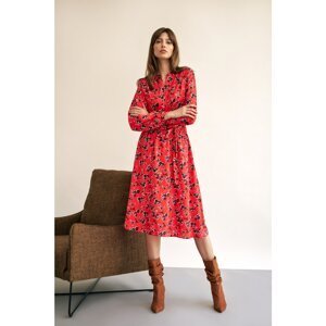 Nife Woman's Dress S189 Red Flowers