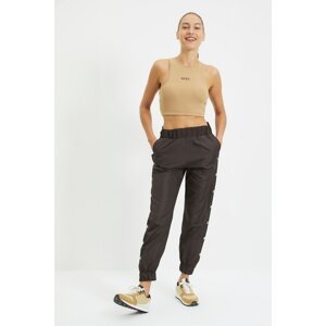 Trendyol Brown Parachute Fabric Side Snap Loose Jogger Sports Sweatpants