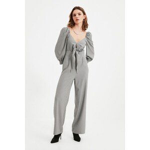 Trendyol Gray Petite Tie Detailed Jumpsuit