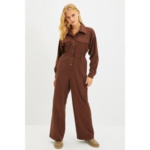 Trendyol Brown Pocket Detailed Buttoned Jumpsuit
