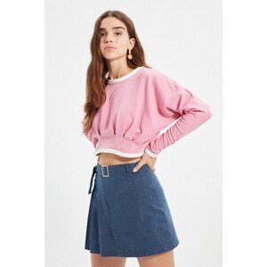 Trendyol Pink Piping Crop Knitted Sweatshirt