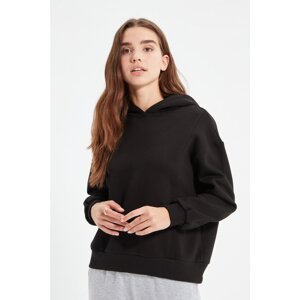 Trendyol Black Rib Detail Basic Raised Knitted Sweatshirt
