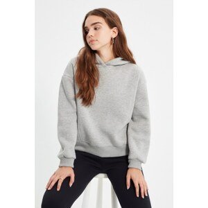 Trendyol Gray Rib Detail Basic Raised Knitted Thick Sweatshirt