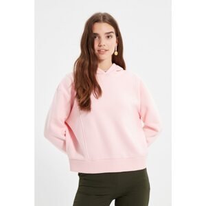 Trendyol Pink Rib Detail Basic Raised Knitted Thick Sweatshirt