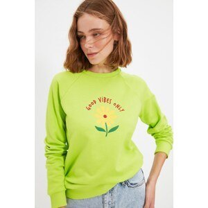 Trendyol Green 100% Organic Cotton Printed Basic Knitted Sweatshirt