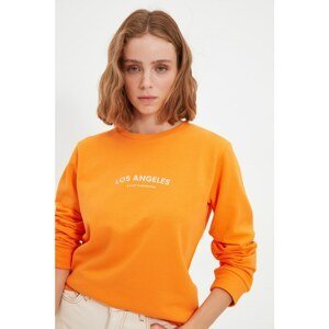 Trendyol Orange 100% Organic Cotton Printed Basic Knitted Sweatshirt