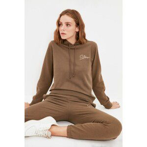 Trendyol Mink 100% Organic Cotton Basic Hoodie and Printed Knitted Sweatshirt