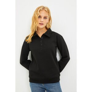 Trendyol Black Oversize Polo Neck Knitted Sweatshirt